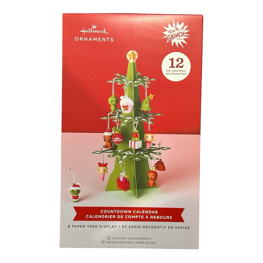 Hallmark The Grinch‎ Countdown Calendar Mini Christmas Tree 12 Ornaments